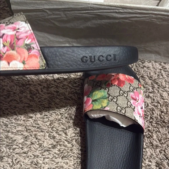 Gucci Black Floral Sandals